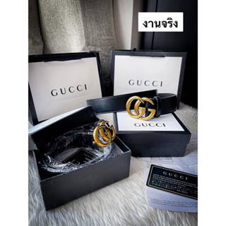 เข็มขัด GG หนังดำปั้มอะไหล่ทอง งานกล่องอุปกรณ์ครบ