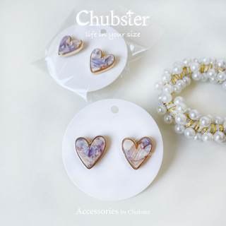 ตุ้มหู รูปหัวใจ ต่างหู สีม่วง ต้อนรับวาเลนไทน์ Valentine Earring