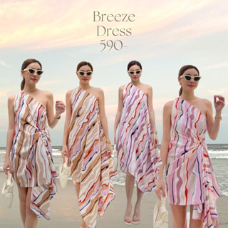 BREEZE DRESS  เดรสไหล่เดียวทรงเฉียงๆ รุ่นนี้ผ้าพิมพ์ลาย เนื้อดีมากกก พริ้วสวย ผ้าไม่บางนะคะ จะใส่เป็นเดรสปล่อยๆก็สวยค่ะ