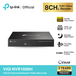 TP-Link VIGI NVR1008H VIGI 8 Channel Network Video Recorder เครื่องบันทึกภาพกล้องวงจรปิด บันทึกได้ 7 วัน 24 ชั่วโมง 24/7 Recording