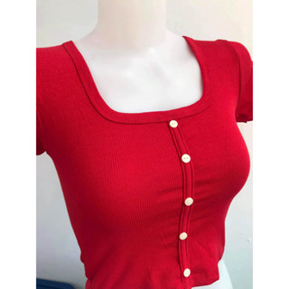 เสื้อครอปสุดฮิต-5กระดุมทรงสวยผ้าดี-ผ้าร่องผ้ายืด-ผ้าใส่สบายมากๆ
