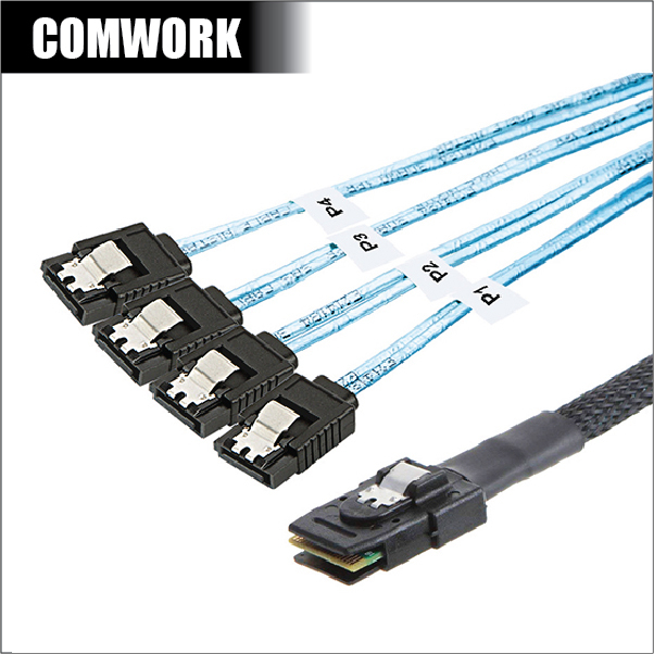 สาย เคเบิ้ล MINI SAS SFF 8087 TO 4 SATA PORT 1M RAID CABLE INTERNAL HD ADAPTER CONTROLLER CONVERTER