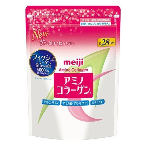 Meiji amino collagen &gt; refill 214 g เมจิ อะมิโน คอลลาเจน แบบถุงเติม