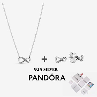[พร้อมส่งที่ไทย]Pandora  สร้อยคอ และต่างหู เงิน925  ของแท้ 100%