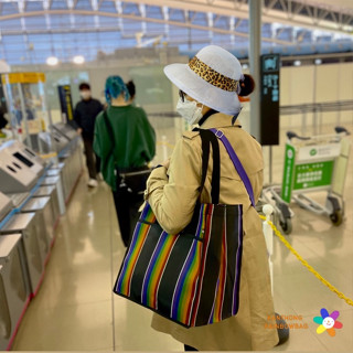 กระเป๋าเดินทางสายรุ้งใบใหญ่มีซิปกระเป๋าจัมโบ้