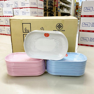 [12ใบ] จานเปลเหลี่ยมเมลามีน 8.5นิ้ว ใส่ผลไม้ ขนมหวาน  ตราม้าทอง Melamine Plate 8.5 Inch