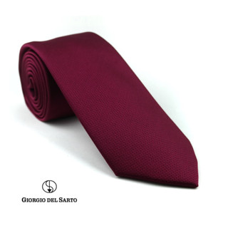 Giorgio Del Sarto Necktie 7.5 cm Red Fabric Texture เนคไทสีแดงมีเท็กเจอร์