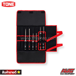 TONE ชุดไขควงด้ามยาง แกนทะลุหัวตอก 8 ชิ้น พร้อมซองผ้า | PGD8