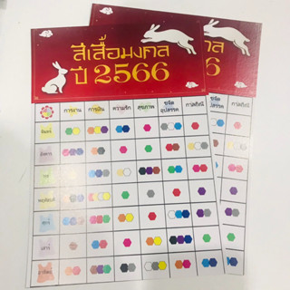 แพก 2 ใบ การ์ดสีเสื้อมงคล ปี 2566 ขนาด A5 หนา 230 แกรม ลายใหม่ต้อนรับตรุษจีน