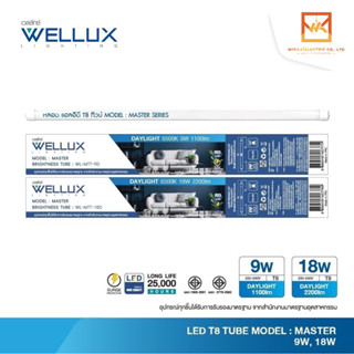 (ขายส่งยกลัง30หลอด) WELLUX หลอดไฟ 9W 18W LED TUBE T8 แสงขาวคุณภาพสูง มาตรฐาน มอก.2779-2562