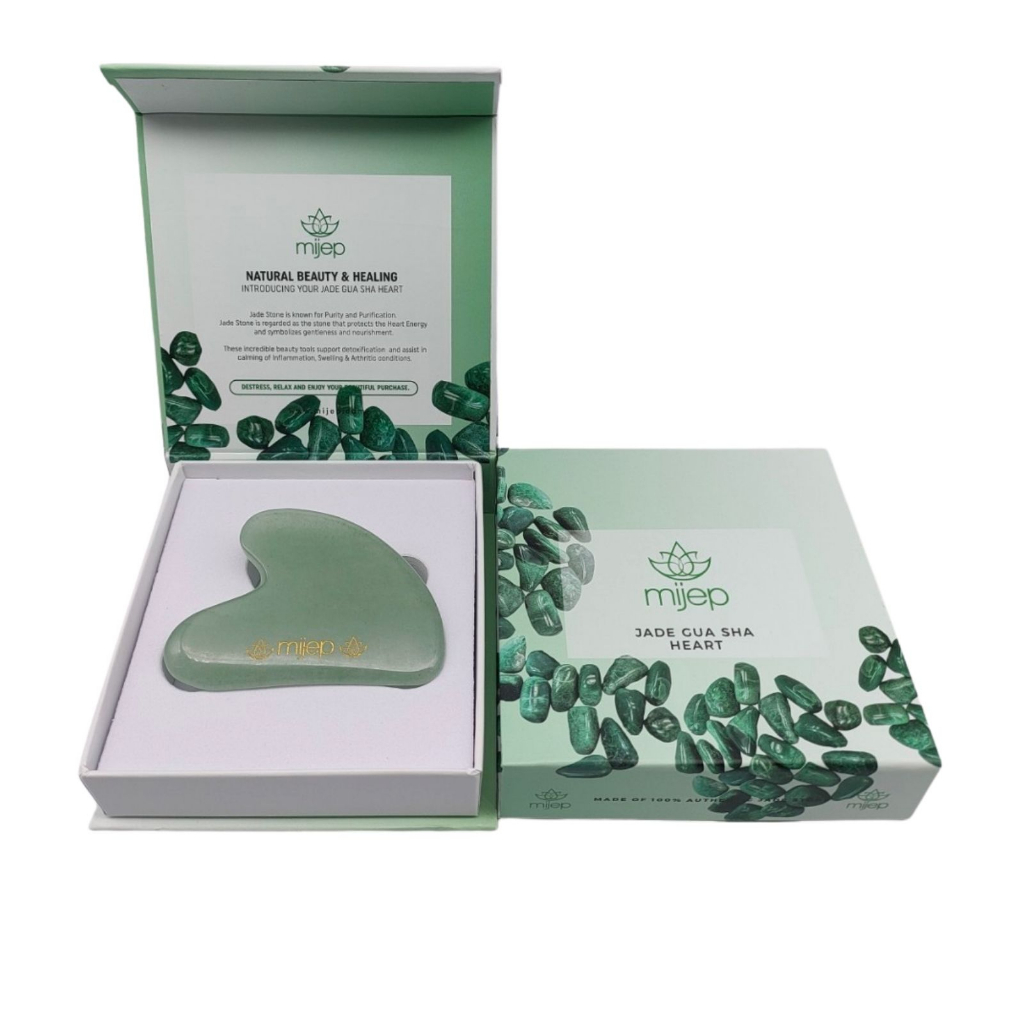 MIJEP Jade กัวซานวดหน้า Gua Sha - (Heart Shaped) premium quality natural jade stone GuaSha,
