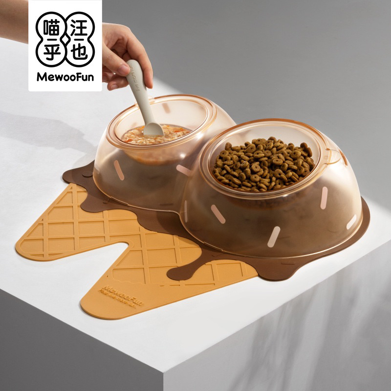 ชามอาหารสัตว์เลี้ยง Ice CreaM pet Bowl พร้อมแผ่นรองซิลิโคน