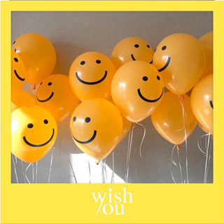 WishYou [พร้อมส่ง] ลูกโป่งหน้ายิ้ม สีเหลือง 10นิ้ว 3แบบ ตกแต่งงานวันเกิด Smiley Face balloons 10inch Birthday party