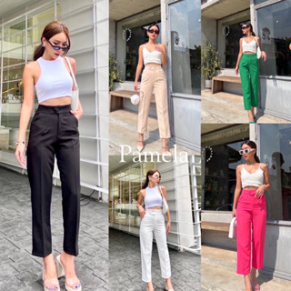 Pamela single-button high waist pant🔥  กางเกงขายาว 7 ส่วน ป้าย promthong