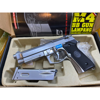 บีบีกันอัดแก๊ส ยี่ห้อ WE โมเดล BERETTA M9A1 (Full Auto) +เซตพร้อมเล่น