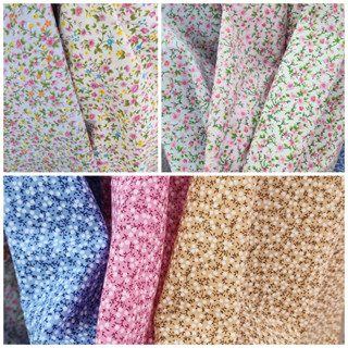 ผ้าเมตร ลายดอก ดอกไม้เล็ก วินเทจ จัดชิ้นยาวได้ มินิมอล ลายกา…