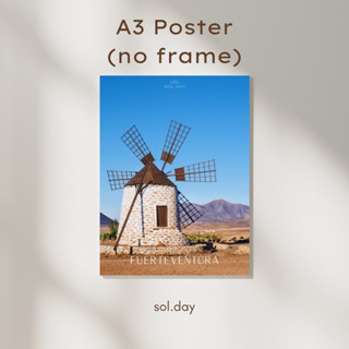 [A3 Poster] โปสเตอร์แต่งห้อง ขนาด A3 ลายกังหันลม Fuerteventura