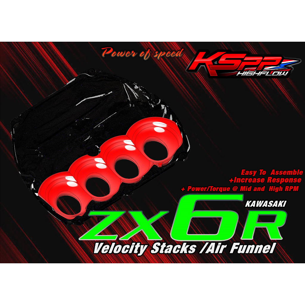 ปากแตรแต่ง KSPP V.2 !! สำหรับ ZX6R ZX6 Kawasaki Velocity stack