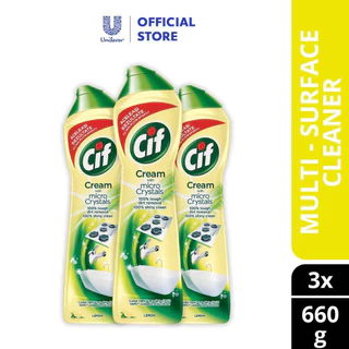 แพคคุ้ม3ขวด Cif Cleaning Cream (660ml x 3) ผลิตภัณฑ์ขจัดคราบฝั่งลึก กลิ่นเลม่อน และ ออริจินัล 660 ml Cif Cream