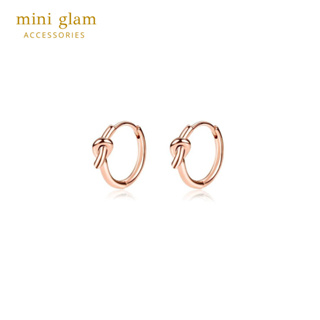 Miniglam Tie the Knot Hoop Earrings (Rose gold) ต่างหูห่วงดีไซน์เงื่อนสีโรสโกลด์