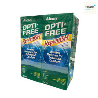 **แพคคู่ Alcon OPTI-FREE Replenish ขนาด 300 ml. น้ำยาล้างคอนแทคเลนส์ น้ำยาทำความสะอาดคอนแทคเลนส์