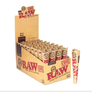 Box Raw Classic 1 1/4" Size Pre-Rolled Cone - 32 Packs/ 6 Cones per pack/ 192 cones per box กระดาษม้วนสำเร็จรูป