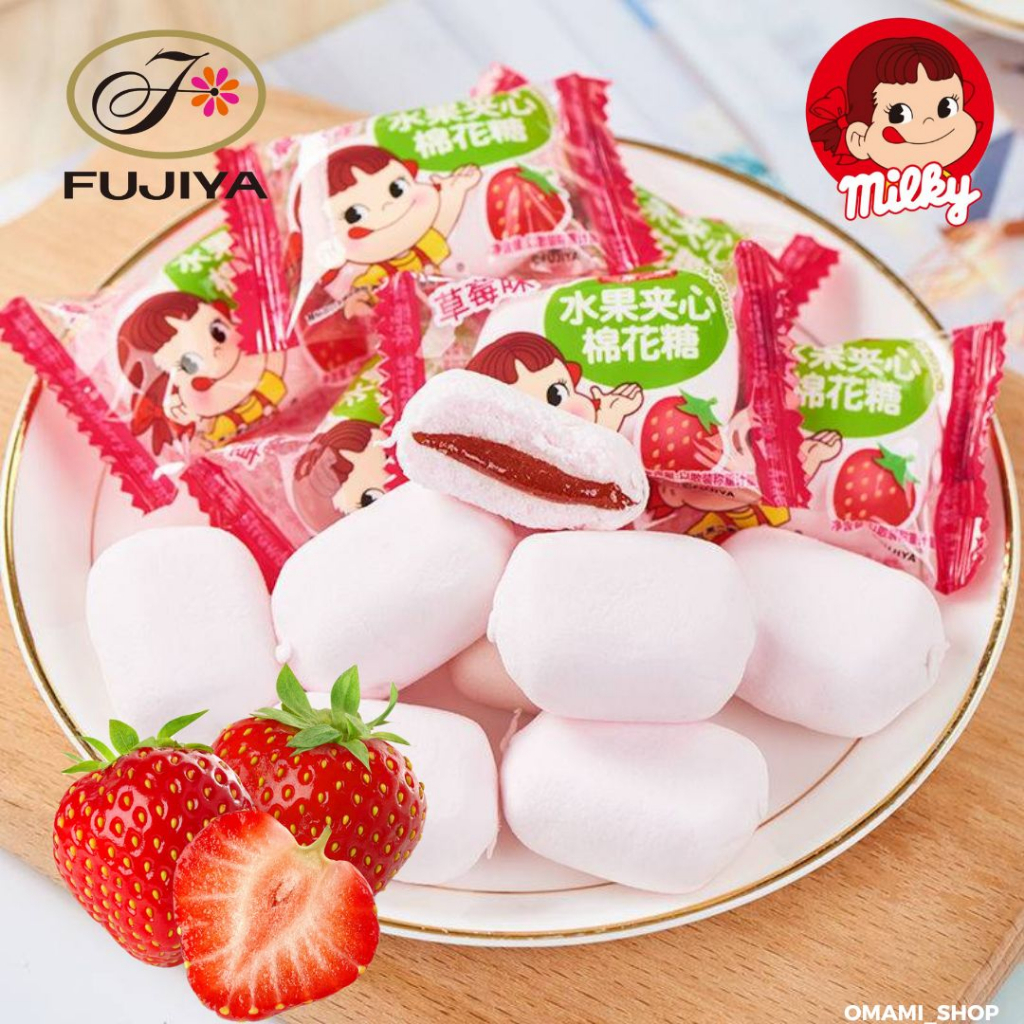 พร้อมส่ง! มาร์ชเมลโล่ มาร์ชเมลโล่สอดไส้  1ชิ้น/5.5g (20-40ชิ้น)  Fujiya🇯🇵 มาร์ชเมลโล่สอดไส้ผลไม้ ขนมญี่ปุ่น