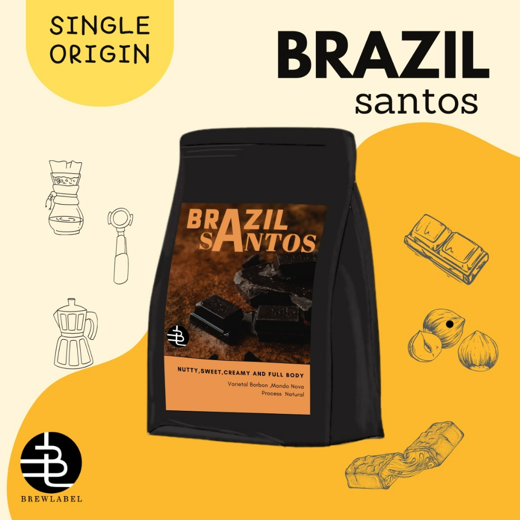 pym coffee roasteryเมล็ดกาแฟคั่วbrazil santos หอมเข้ม สู้นม โทนช็อกโกแลต เลือกระดับการคั่วได้ coffee