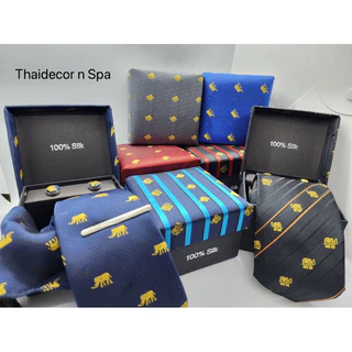 เนคไทลายช้าง SET Thai- Neck Tie , ชุดเนคไท ผ้าไหม,คัฟลิงค์: 150x8cm