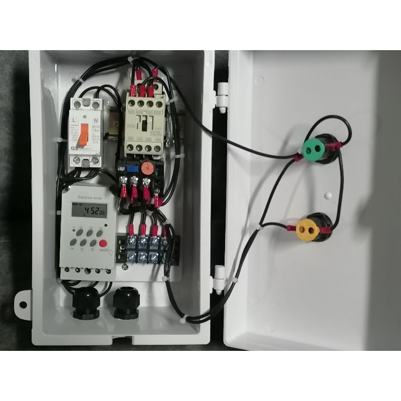 ตู้คอลโทรล ตู้ควบคุมมอเตอร์ ปั๊มนำ้ 220V ผ่านTIMER ตั้งโปรแกรมเปิด-ปิดอัตโนมัติ ขนาด 0.5 แรง 1 แรง 1