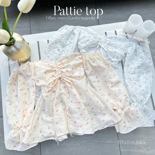 🌷Pattie top✨เสื้อรูดหน้าปาดไหล่ เสื้อแขนต่อ เสื้อลายดอก JILALIN.BKK-JL148