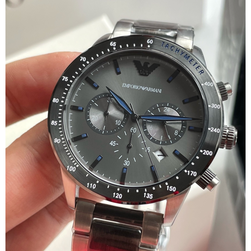 Emporio Armani Men's Chronograph Date Bracelet Strap Watch, Black/Silver AR11391 AR11241 AR11521 43mm