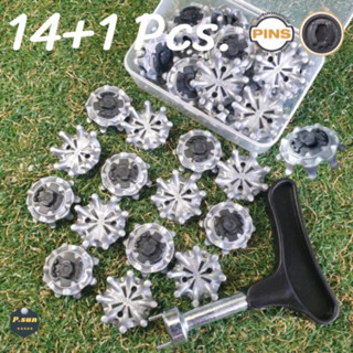 ปุ่มรองเท้ากอล์ฟ 14pcs+ตัวขัน.  Spikes golf cleats Pins performance  insert system.(gray)