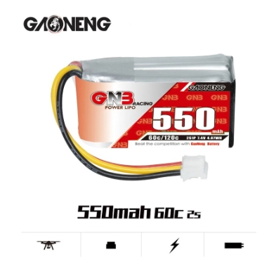 [แบตเตอรี่ 2เซล] GNB 2S 350mah 380mah 550mah 60C 70C PH2.0 3PIN แบตสำหรับรถ MINI-Z , Atomic