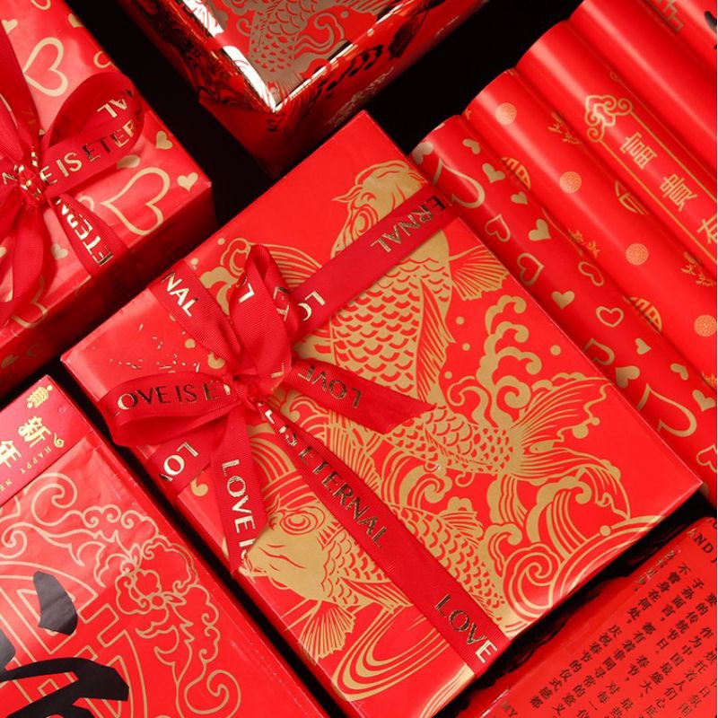 สินค้าในไทย พร้อมส่ง 现货 กระดาษห่อของขวัญ ลายสไตล์จีน ตกแต่งปีใหม่จีน 中国风礼品包装纸 春节装饰