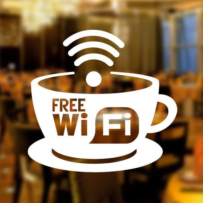 สติ๊กเกอร์ติดกระจก สติ๊กเกอร์กันน้ำ FREE WiFi☕ สติ๊กเกอร์ติดหน้าร้าน