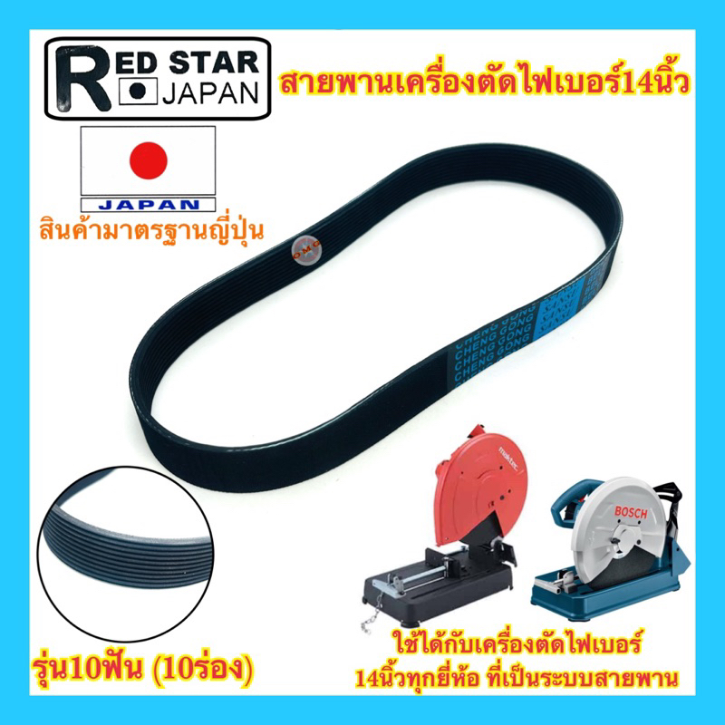 สายพานเครื่องตัดไฟเบอร์ สายพานแท่นตัดไฟเบอร์ สายพานไฟเบอร์ 14นิ้ว โครงสร้างเสริมใยถัก เกรดเอ รุ่นงานหนัก อย่างดี100%