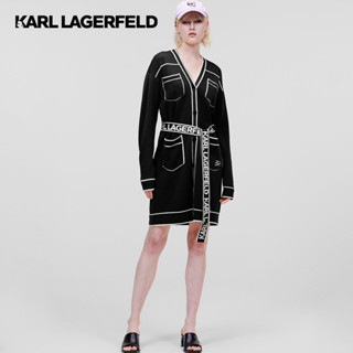 KARL LAGERFELD - KARL LOGO BELTED CARDIGAN 230W2011 คาร์ดิแกนยาว