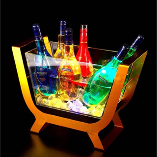 ถังน้ำแข็งLED Wine Barrels Boat Colorful Luxury LED Ice Bucket 6-12 Bottles Champagne LED ICE Bucket  -สินค้ามีพร้อมส่ง-