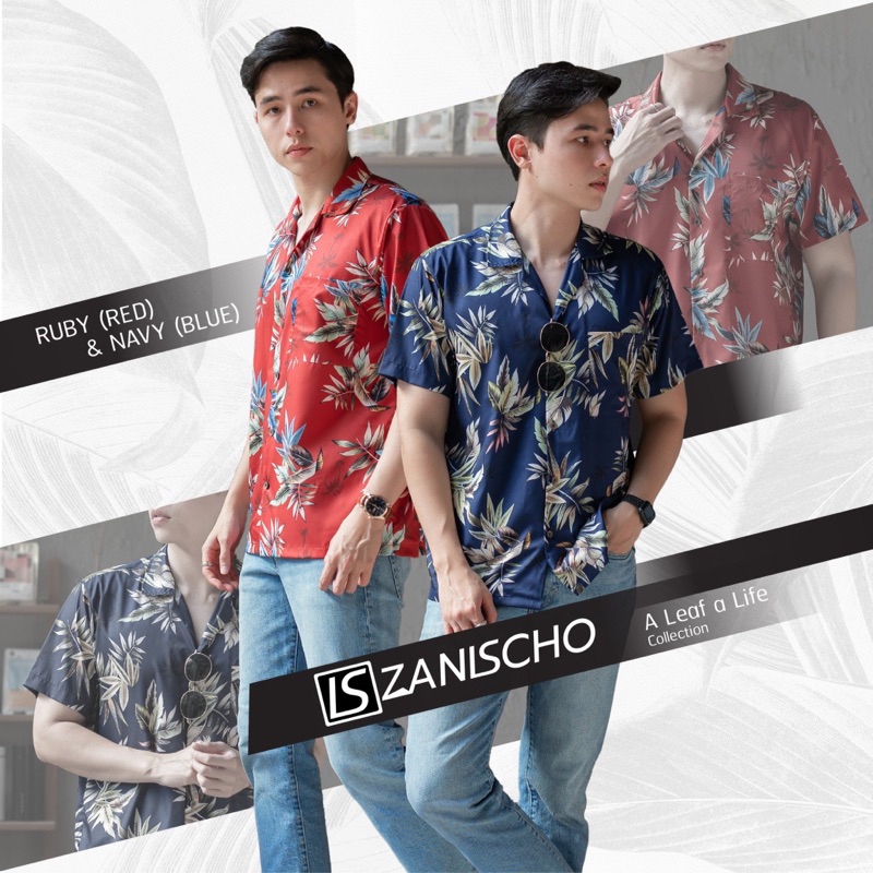 🌿เสื้อฮาวาย เกาหลี วินเทจ ผ้าไหมอิตาลีเนื้อนิ่มลื่น ลายใบมาใหม่