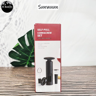 [Sunwuun] Self-Pull Corkscrew Set Wine Bottle Opener 4 Piece ชุดที่เปิดขวดไวน์พร้อมที่ตัดฟอยล์ จุกไวน์สุญญากาศ ที่เทไวน์