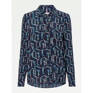 TOMMY HILFIGER VISCOSE MONOGRAM FLORAL PRINT BLOUSE