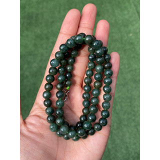 สร้อยคอหยก (Jadeite Necklace) ดิบ ไม่ผ่านการปรับปรุง (Type A) พม่า (Myanmar) หยก พม่า แท้ Jade