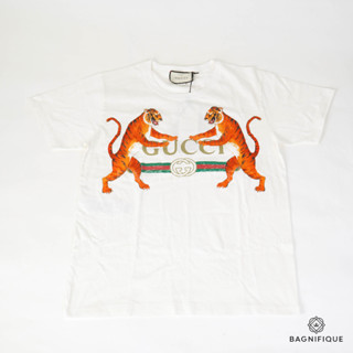 NEW GUCCI T-SHIRT 2 TIGER S WHITE ORANGE