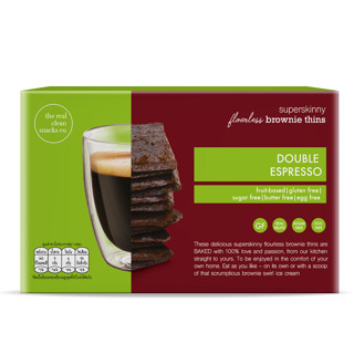 The Real Clean Snacks บราวนี่แผ่นบางอบกรอบ รสดับเบิ้ลเอสเปรสโซ Superskinny Flourless Brownie Thins - Double Espresso 30g