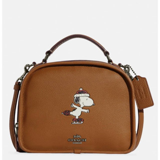 Coach CE846 Coach X Peanuts Lunch Pail With Snoopy Ice Skate Motif Gunmetal/Penny Multi