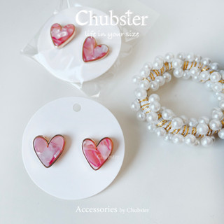 ตุ้มหู รูปหัวใจ ต่างหู สีชมพู ต้อนรับวาเลนไทน์ Valentine Earring