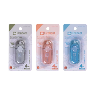 เทปลบคำผิดตราช้าง รุ่นพ็อคเก็ต pocket กว้าง 5 มม.ยาว 4 เมตร คละสี เนื้อสีขาว correction tape