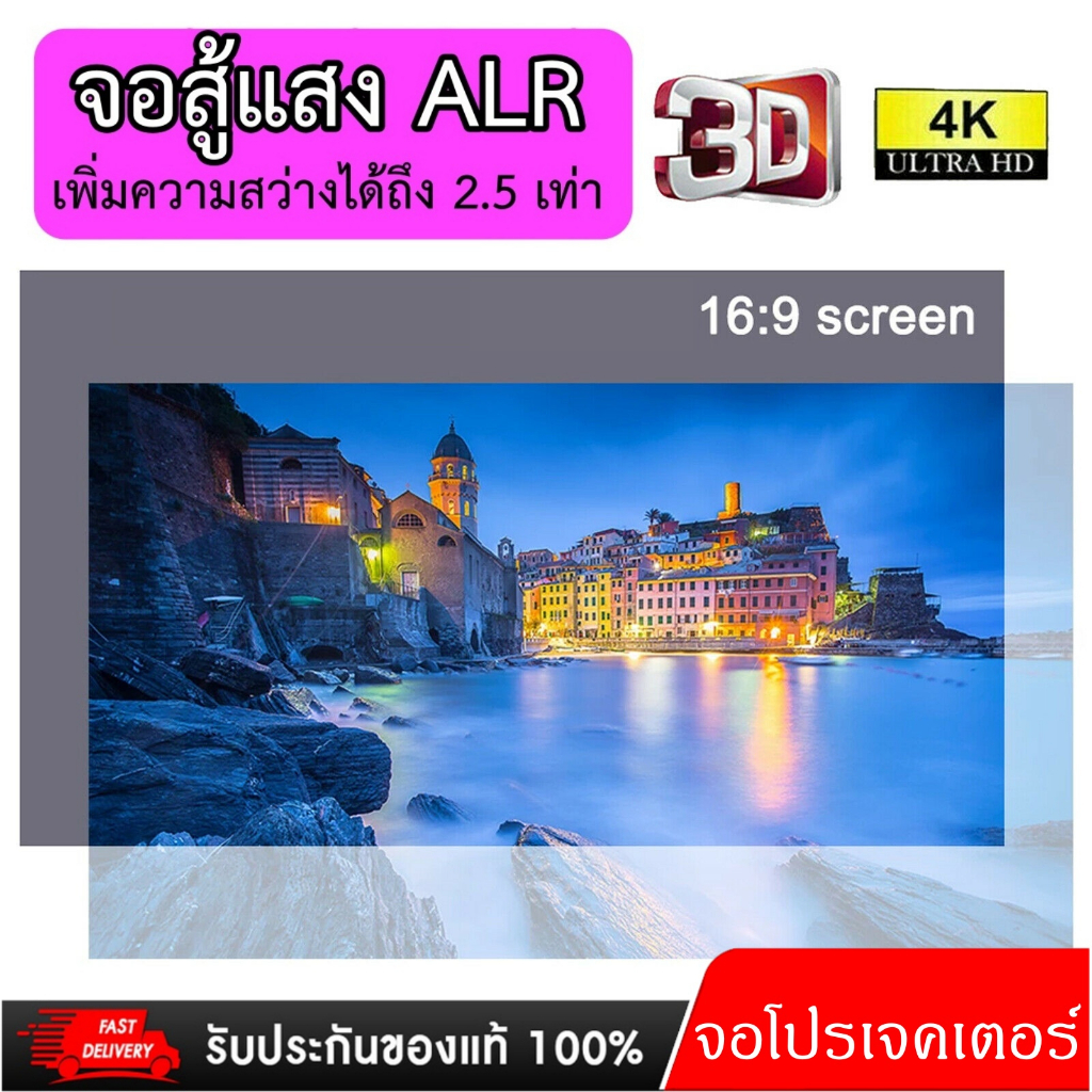 ALR Screen จอโปรเจคเตอร์ขนาด 100 นิ้ว เพิ่มแสงและสี คมชัดเพิ่มสูงถึง 2.5 เท่า