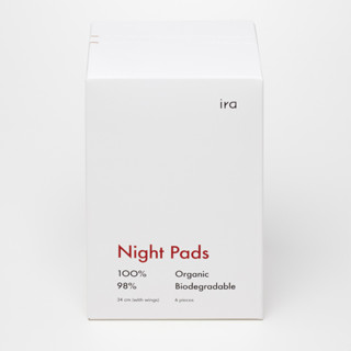 Ira Concept ผ้าอนามัยกลางคืนออร์แกนิคและย่อยสลายได้ ไอร่า 34ซม. Biodegradable And Organic - Night Pads 34cm. (6 pcs.)